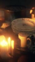 CGI Table setting in candlelight at night video