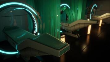 CGI Futuristic hospital with advanced tech and glowing design features video