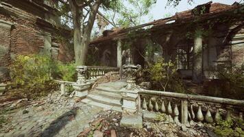 CGI Ruins of an old European mansion surrounded by overgrown vegetation video