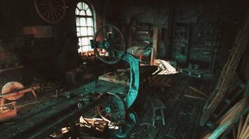 CGI Old carpentry workshop filled with vintage tools and rustic wooden features video