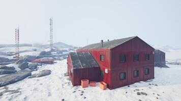 Cinematic CGI Old research station in antarctica where scientists study weather conditions video