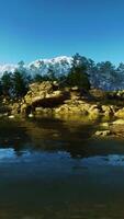 CGI Beautiful autumn landscape with mountain lake video