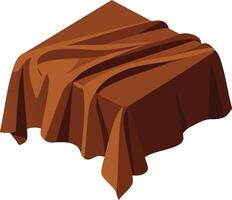 Brown cloth fabric draped over a surface with natural folds and shadows in isometric view for design and decoration vector