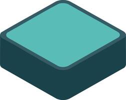 Isometric blue square button icon with rounded corners in simple minimal style for user interface design vector
