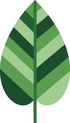 Green stylized leaf icon with layered shades of green for nature and environment design elements