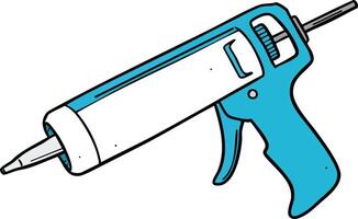 Blue and white silicone caulking gun tool for construction and home repair projects illustration vector