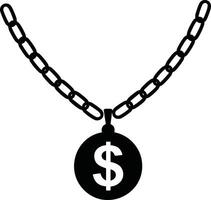 Black chain necklace with dollar sign pendant symbolizing finance and currency concepts in simple style vector