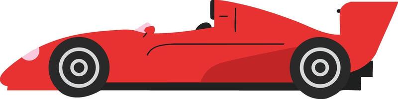 Red racing car side view illustration with aerodynamic design and black wheels for motorsport enthusiasts vector