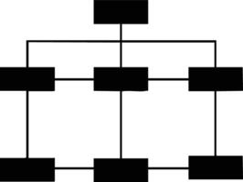 Hierarchical diagram with six connected blocks representing organizational structure flowchart design vector