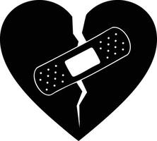 Broken heart with adhesive bandage symbolizing emotional healing and pain recovery illustration vector
