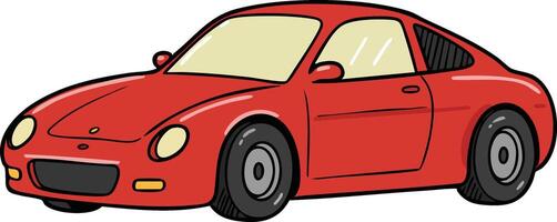 Red sports car illustration with sleek design and two-door coupe style for automotive themes and speed concepts vector