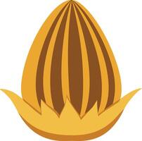 Hazelnut icon with shell and natural seed in simple flat style illustration for healthy snack and nature food concept vector