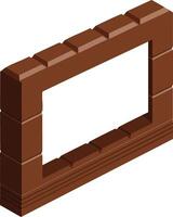 Isometric brown brick wall frame construction block illustration for building design and architecture projects vector