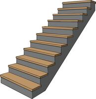 Wooden and concrete staircase illustration with perspective view for architectural design and construction projects vector