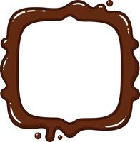 Chocolate splash frame in square shape with liquid border and drops illustration vector