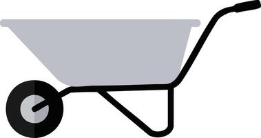 Wheelbarrow garden tool with gray container and black frame illustration for construction and landscaping work vector
