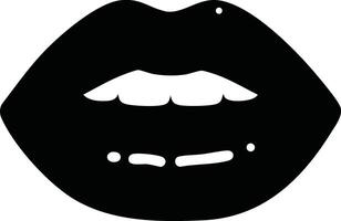 Black silhouette lips design with open mouth and visible teeth illustration vector