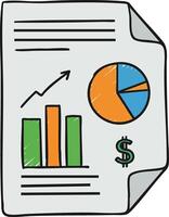 Financial report with colorful bar chart and pie graph illustrating business data trends and dollar symbol illustration vector