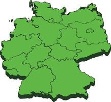 Germany map with regional borders in green 3D style illustration for geographic and educational use vector