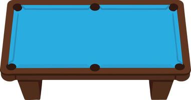 Pool table with blue felt and brown frame for billiards game equipment and leisure activities indoors vector