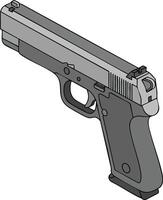 Semi automatic handgun illustration with simple color scheme and isometric perspective for design use vector