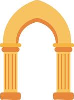 Ancient stone archway with two columns architectural illustration in yellow and orange hues for design vector