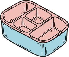 Divided lunchbox container with multiple compartments for organized food packing in pastel colors vector