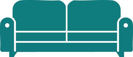 Two Seater Sofa Icon Illustration Featuring Modern Minimalist Design in Teal Color vector