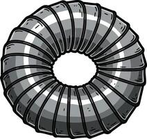 Metal circular segmented duct pipe illustration for ventilation and industrial use in grey shades image vector