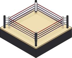 Boxing ring isolated isometric illustration with ropes and corner posts for sports and competition design vector