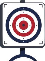 Archery target board with red and blue rings on stand illustration for sports accuracy and aim practice vector