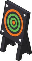 Archery target board with colorful rings on black stand for aiming practice and shooting accuracy illustration vector