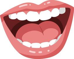 Open smiling mouth with teeth and tongue illustration of happy expression and laughter emotion cheerful design vector
