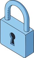 Blue padlock security icon with keyhole and curved shackle illustration graphic design vector