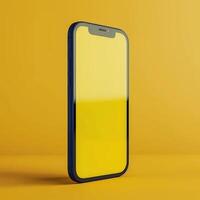 An iphone with a yellow screen on a yellow background photo
