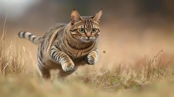 Cat Running Through the Field photo