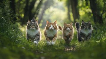 Cats Running in the Forest photo