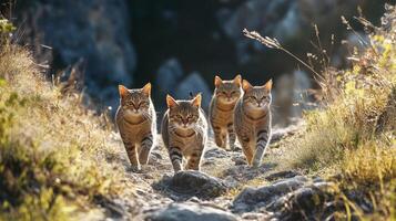 Cats Walking on a Path photo