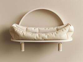 A white shelf with a baby's bed on it photo