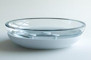 A bowl with water in it on a white surface photo