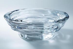 A clear glass bowl with a circular design photo