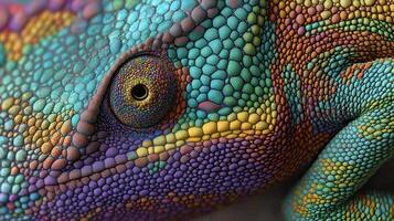 This lizard displays a stunning array of colors and textures with intricate scale patterns. photo