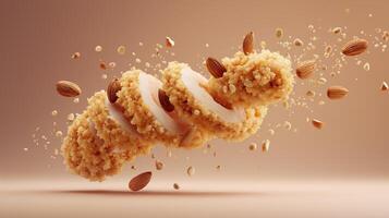 Delicious layers of coconut and crunchy nuts create a tempting floating dessert. photo