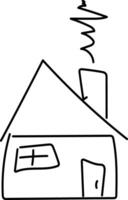 Cozy Home with Smoking Chimney in a Serene Setting vector