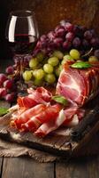 Appetizer with Prosciutto and Grapes photo