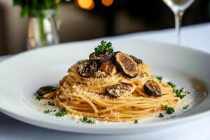 Creamy Truffle Pasta Closeup photo