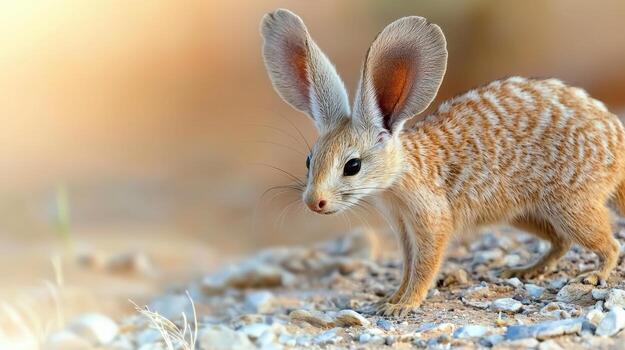 Young Jerboa With Large Ears In Desert Habitat. Adaptation To Arid Environment photo
