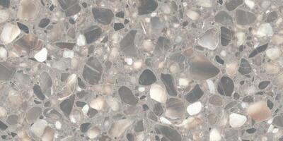 Polished Terrazzo Stone Surface With Multicolored Aggregate. Decorative Flooring Material For Interior Design photo