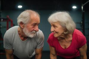 Active Senior Couple Fitness, Health, and Wellness in Retirement. Inspiring elderly people enjoying a healthy lifestyle through e photo