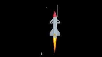 A rocket is flying through the air on a black background video